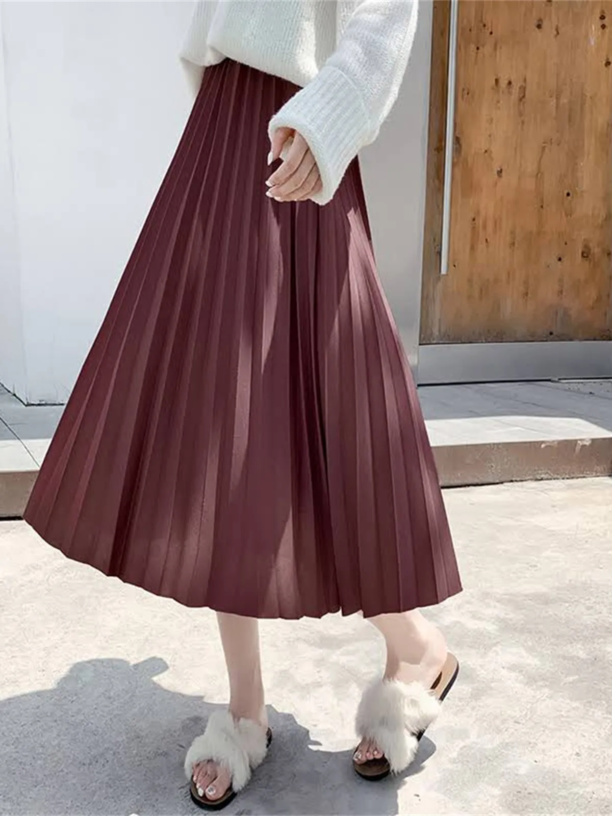 Длинная плиссированная юбка трапециевидной формы с высокой талией. Женская уличная юбка без легкого ношения. Неэластичная ткань. Подходит для фитнеса.
Длинная плиссированная юбка трапециевидной формы с высокой талией. Женская уличная юбка без легкого ношения. Неэластичная ткань. Подходит для фитнеса.