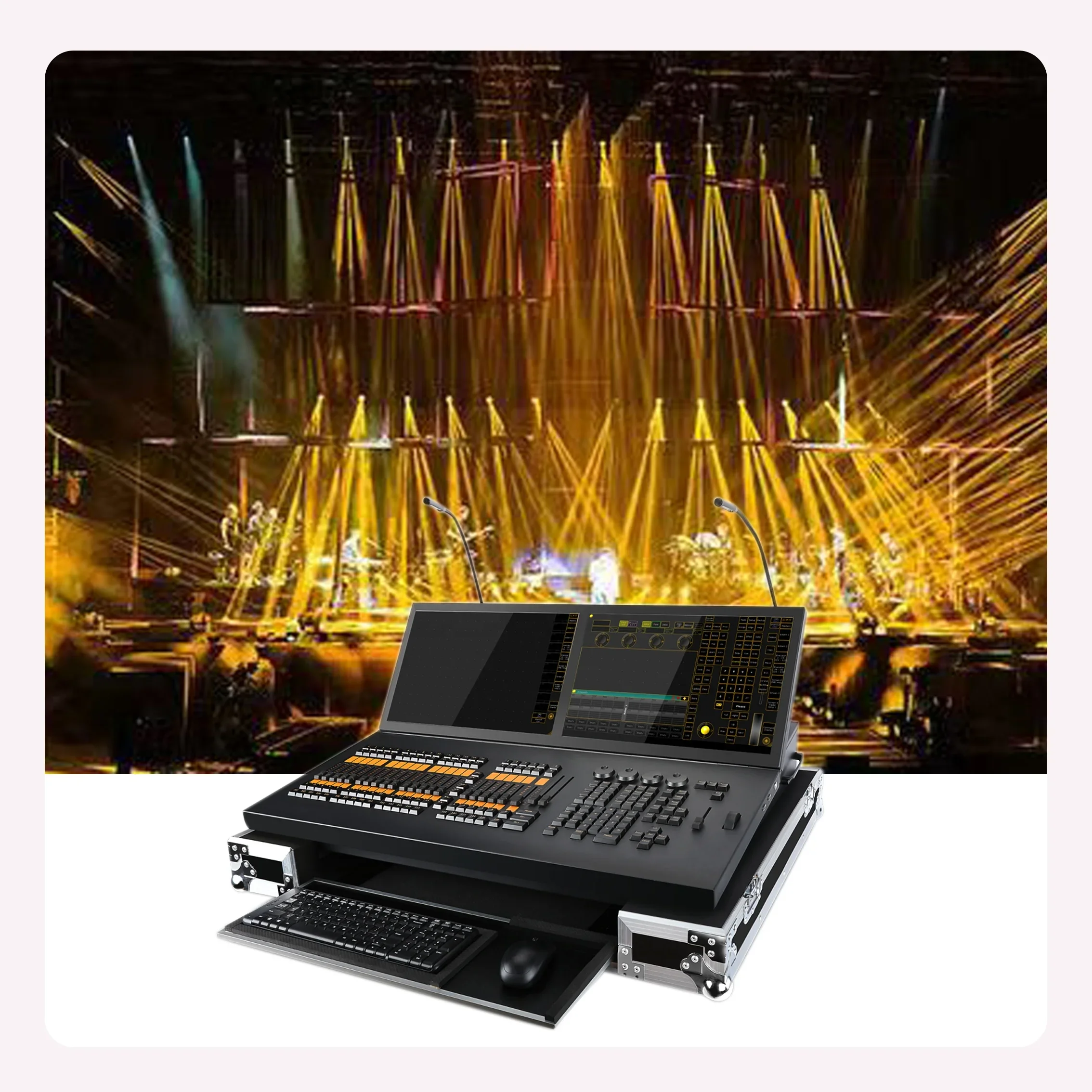 Заводское сценическое освещение Контроллер Black Horse A2 DMX Консоль сценического освещения с кейсом
Заводское сценическое освещение Контроллер Black Horse A2 DMX Консоль сценического освещения с кейсом