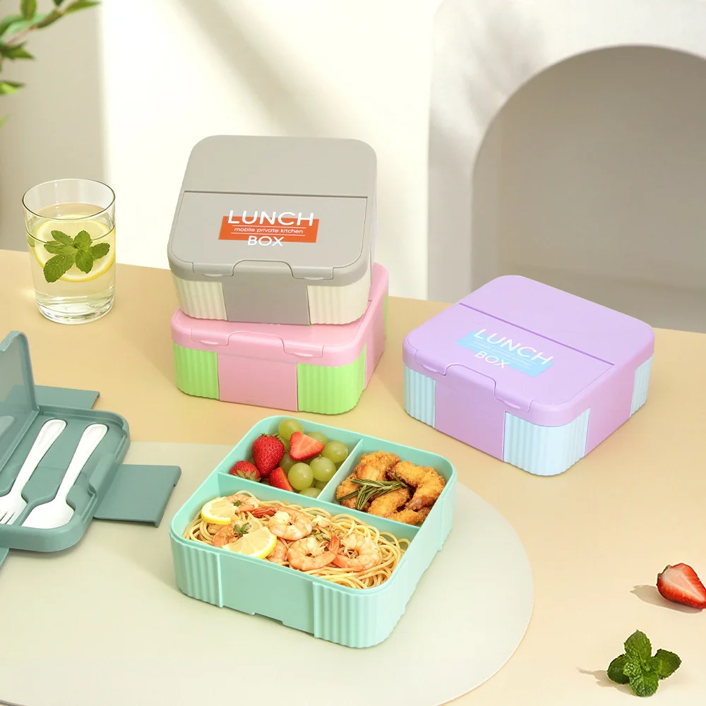 Plastic Square Lunch Box For Student Portable Leak Proof Divided Food Container 1200ML Microwave 3Grid Bento Box with Fork Spoon
Plastic Square Lunch Box For Student Portable Leak Proof Divided Food Container 1200ML Microwave 3Grid Bento Box with Fork Spoon