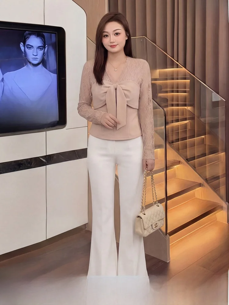 plus Size Women's Spring New Lace irt Top Set Flared Pants High Waist Long Sve V-Ne Faionable Commute Korean Sle
plus Size Women's Spring New Lace irt Top Set Flared Pants High Waist Long Sve V-Ne Faionable Commute Korean Sle