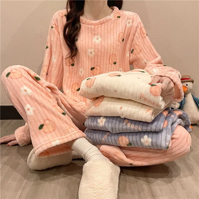 New Winter Cartoon Peach Fairy Warm Set Thickened Oversized Coral Fleece Casual Ladies' Homewear Warm Pyjamas Underwear Set
New Winter Cartoon Peach Fairy Warm Set Thickened Oversized Coral Fleece Casual Ladies' Homewear Warm Pyjamas Underwear Set