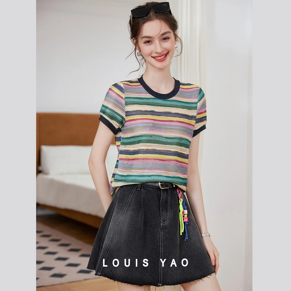 Футболка женская LOUIS YAO с коротким рукавом, в полоску, летняя, комфортная, омолаживающая, с круглым вырезом, 2026
Футболка женская LOUIS YAO с коротким рукавом, в полоску, летняя, комфортная, омолаживающая, с круглым вырезом, 2026