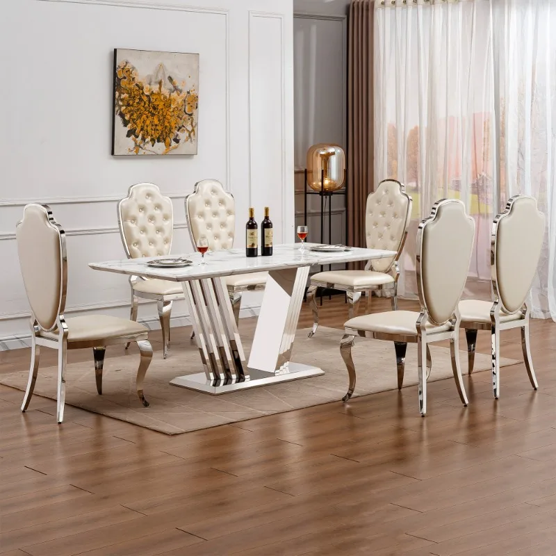 Luxury Gold White Dining Table 6 Person Modern Living Room Dining Table Faux Marble Restaurant Mesas De Comedor Furniture Home
Luxury Gold White Dining Table 6 Person Modern Living Room Dining Table Faux Marble Restaurant Mesas De Comedor Furniture Home