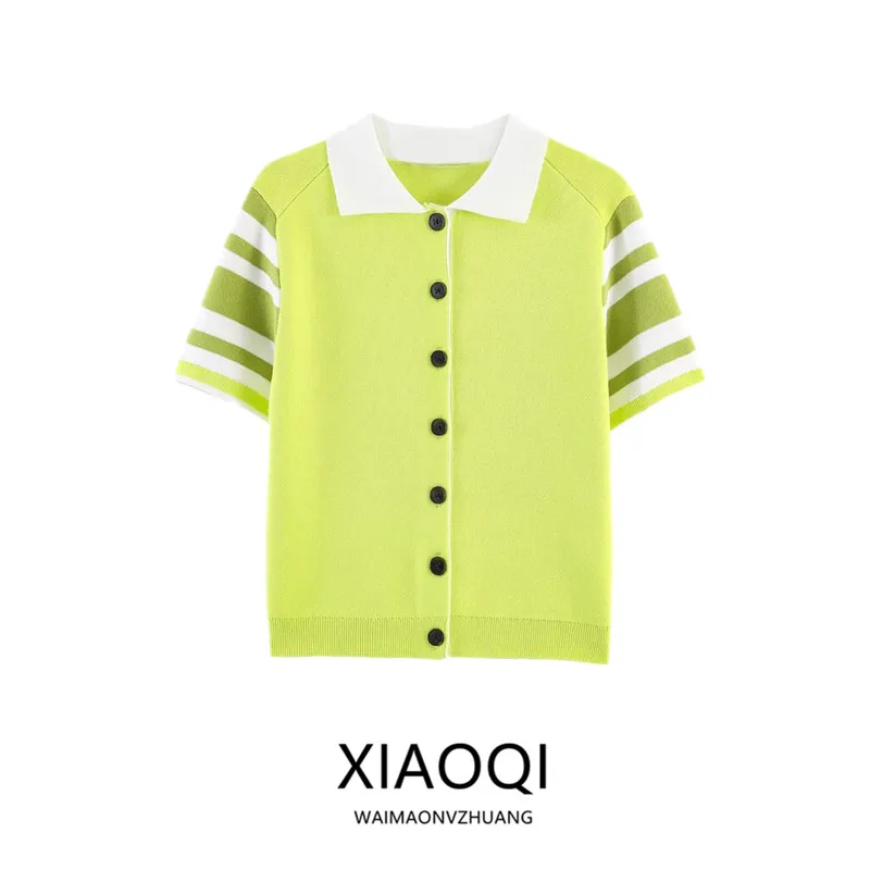 Spring Summer 2026 New Women's Short Sleeve Striped Knitted Neck Jacket Casual Style Regular Thickness Chinese Production
Spring Summer 2026 New Women's Short Sleeve Striped Knitted Neck Jacket Casual Style Regular Thickness Chinese Production