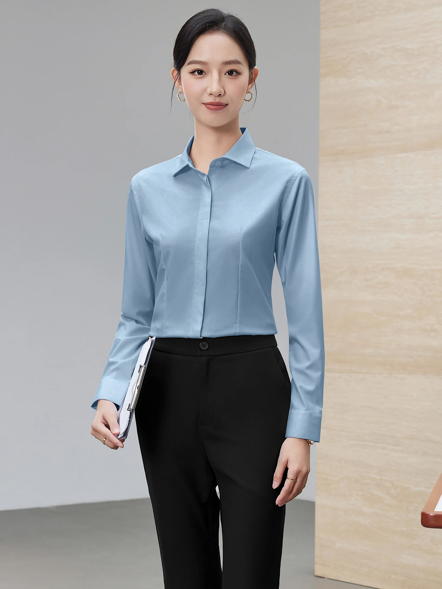 Women's Long Sleeve Shirt Business Formal Professional Interview Bank Workwear Slim Fit OL Style Polyester Blend Shirt
Women's Long Sleeve Shirt Business Formal Professional Interview Bank Workwear Slim Fit OL Style Polyester Blend Shirt