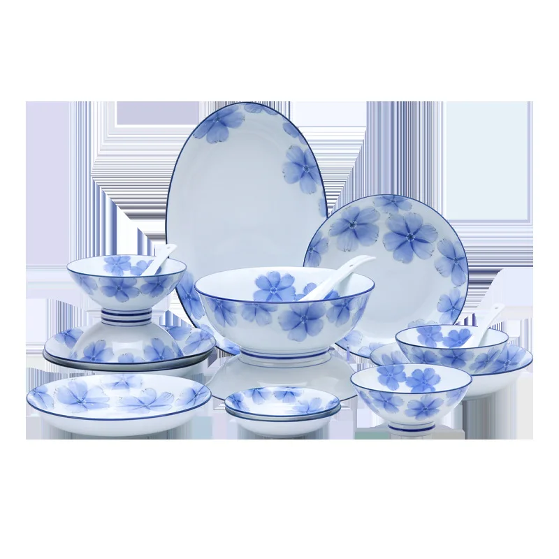 Yjq Jingdezhen ceramic tableware set bowl household high temperature underglaze ceramic large bowl plate
Yjq Jingdezhen ceramic tableware set bowl household high temperature underglaze ceramic large bowl plate