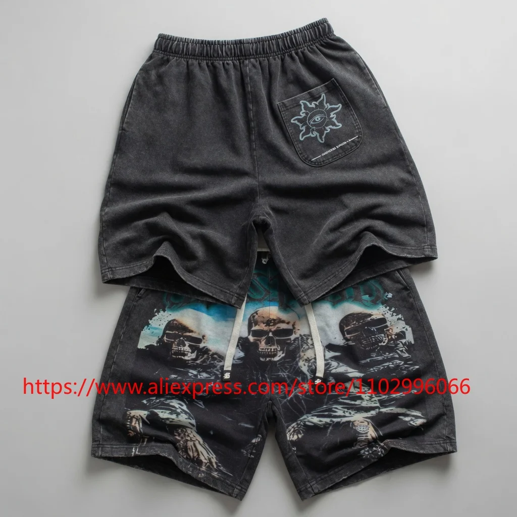 Retro Skeleton Print GOD High Street SPEED Elastic Waist Shorts Distressed Washed Printed High Quality Men's Casual Loose Pants
Retro Skeleton Print GOD High Street SPEED Elastic Waist Shorts Distressed Washed Printed High Quality Men's Casual Loose Pants