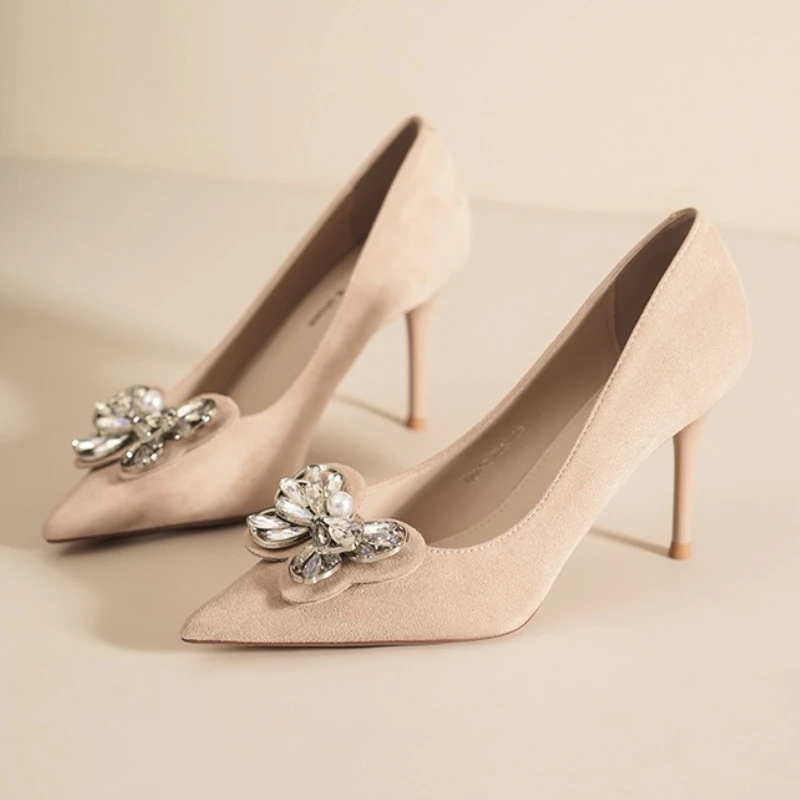 Роскошные женские туфли на металлическом каблуке с кристаллами, сексуальные дизайнерские туфли из искусственной замши с острым носком, элегантные вечерние вечерние туфли на высоком каблуке
Роскошные женские туфли на металлическом каблуке с кристаллами, сексуальные дизайнерские туфли из искусственной замши с острым носком, элегантные вечерние вечерние туфли на высоком каблуке