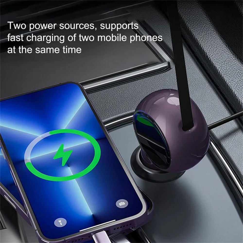 60W Mini Car Charger PD USB Type C Retractable Fast Charging Car Phone Power Adapter USB C Wire For iPhone Samsung Xiaomi Huawei
60W Mini Car Charger PD USB Type C Retractable Fast Charging Car Phone Power Adapter USB C Wire For iPhone Samsung Xiaomi Huawei