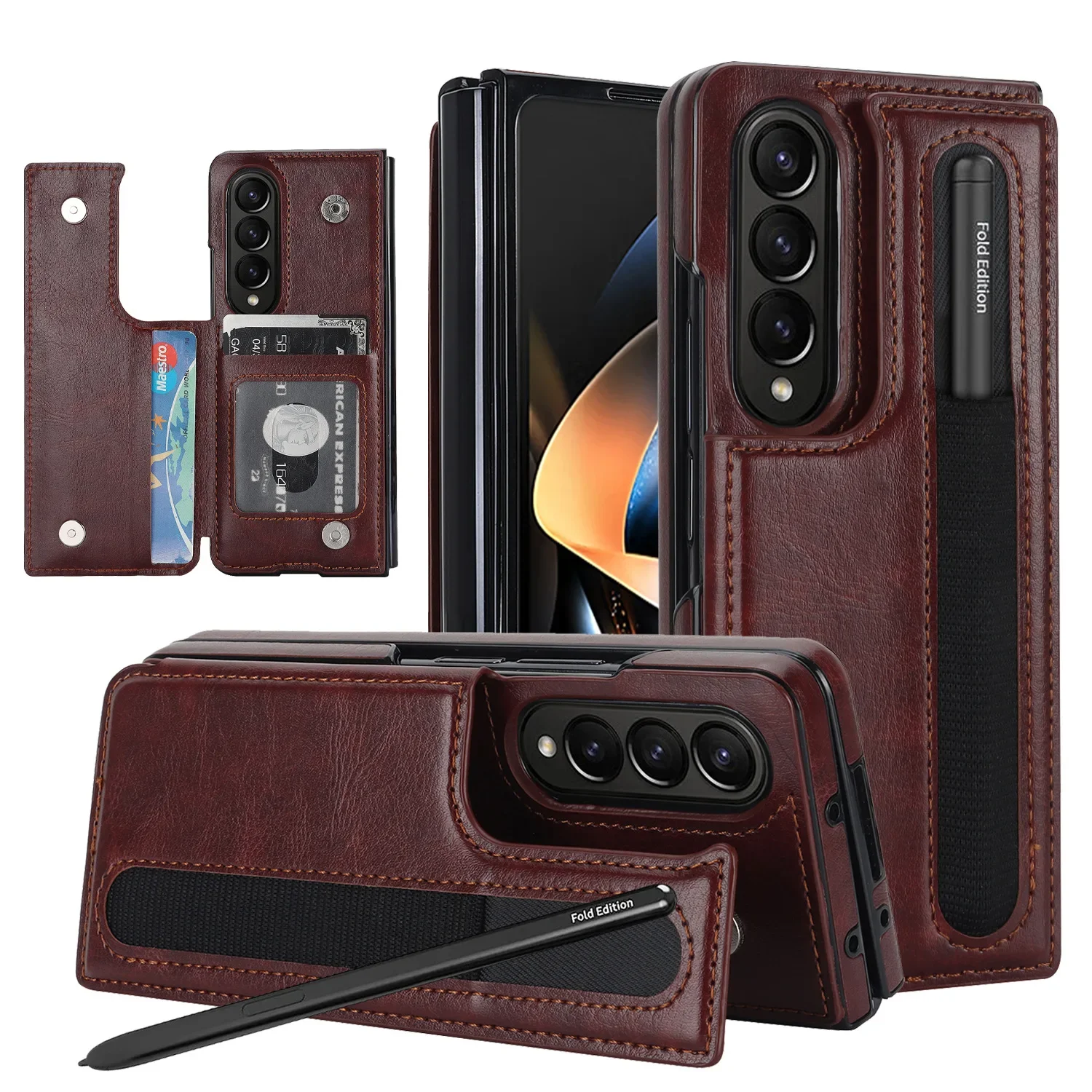For Samsung Galaxy Z Fold 6 5 4 3 Case Matte Plain Leather Card Packet With Pen Slot Fliping Shockproof Back Cover Accessories
For Samsung Galaxy Z Fold 6 5 4 3 Case Matte Plain Leather Card Packet With Pen Slot Fliping Shockproof Back Cover Accessories