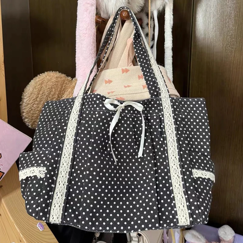 Korean Casual Polka Dots Tote Bags For Women Luxury Designer Handbag And Purses 2026 New In Polyester Lace Bow Underarm Shoulder
Korean Casual Polka Dots Tote Bags For Women Luxury Designer Handbag And Purses 2026 New In Polyester Lace Bow Underarm Shoulder