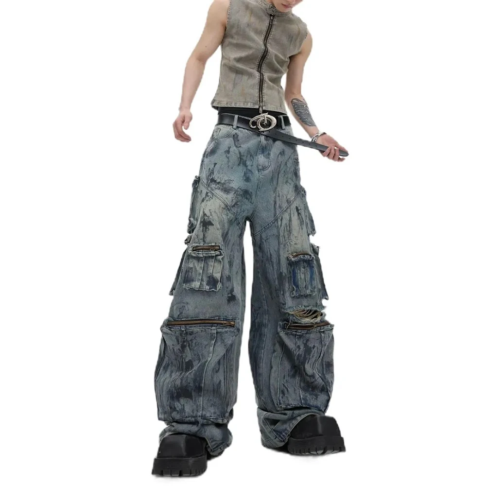 Summer new men's multi-pocket work jeans American retro fashion trend high street hip-hop loose casual niche men's bottoms
Summer new men's multi-pocket work jeans American retro fashion trend high street hip-hop loose casual niche men's bottoms