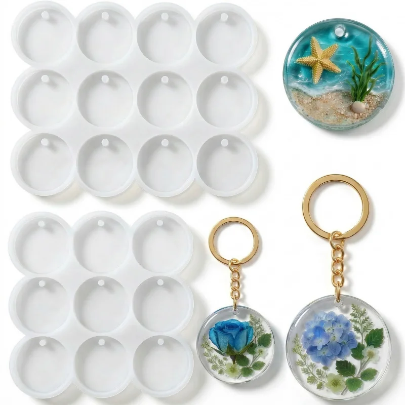 2 Resin keychain mold ,3.3centimeters and4.6Centimeter flat circular silicone mold,with Holes,Used for resin casting ,Very suita
2 Resin keychain mold ,3.3centimeters and4.6Centimeter flat circular silicone mold,with Holes,Used for resin casting ,Very suita