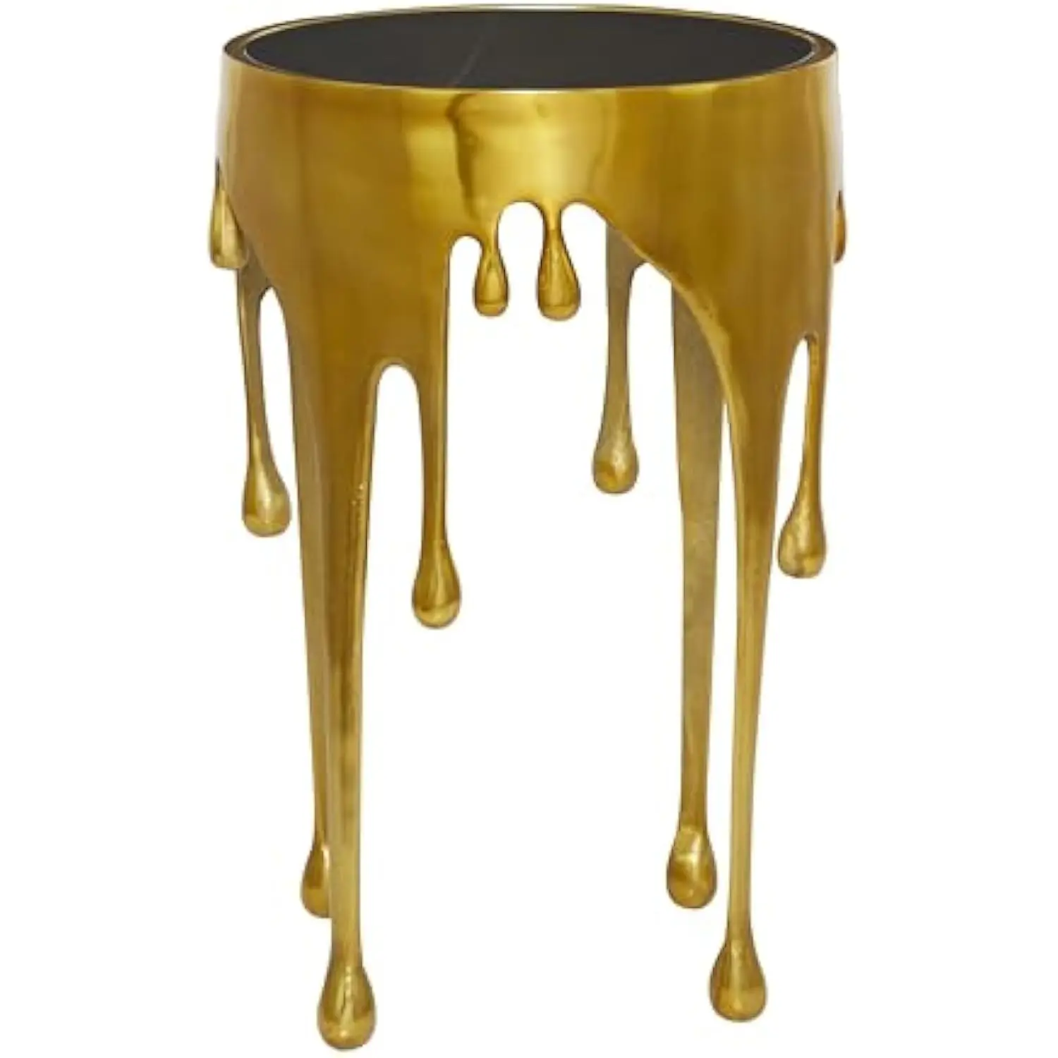 Aluminum Metal Abstract Melting Drip Accent Table with Melting Design and Shaded Glass Top, 16' X 16' X 25', Gold
Aluminum Metal Abstract Melting Drip Accent Table with Melting Design and Shaded Glass Top, 16' X 16' X 25', Gold
