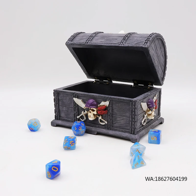 Custom Wholesale Pirate Dnd Dice Storage Box Unique Design Resin Skull Trinket Jewelry Pirate Mini Treasure Chest Decor
Custom Wholesale Pirate Dnd Dice Storage Box Unique Design Resin Skull Trinket Jewelry Pirate Mini Treasure Chest Decor