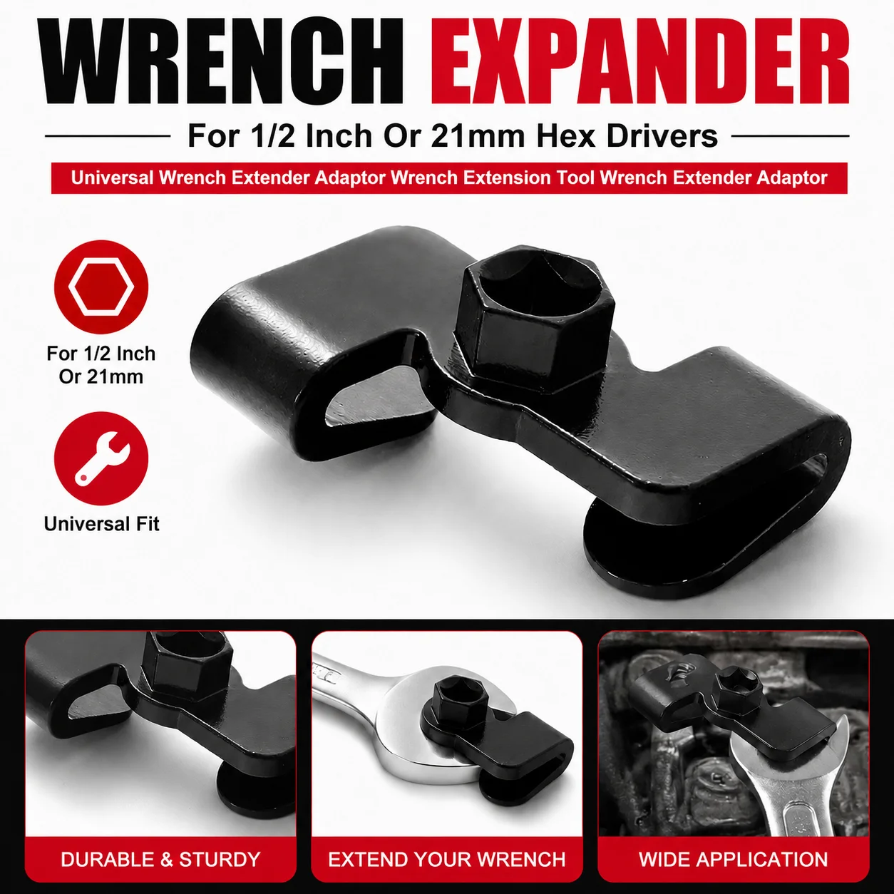 Wrench Expander For 1/2 Inch Or 21mm Hex Drivers Universal Wrench Extender Adaptor Wrench Extension Tool Wrench Extender Adaptor
Wrench Expander For 1/2 Inch Or 21mm Hex Drivers Universal Wrench Extender Adaptor Wrench Extension Tool Wrench Extender Adaptor