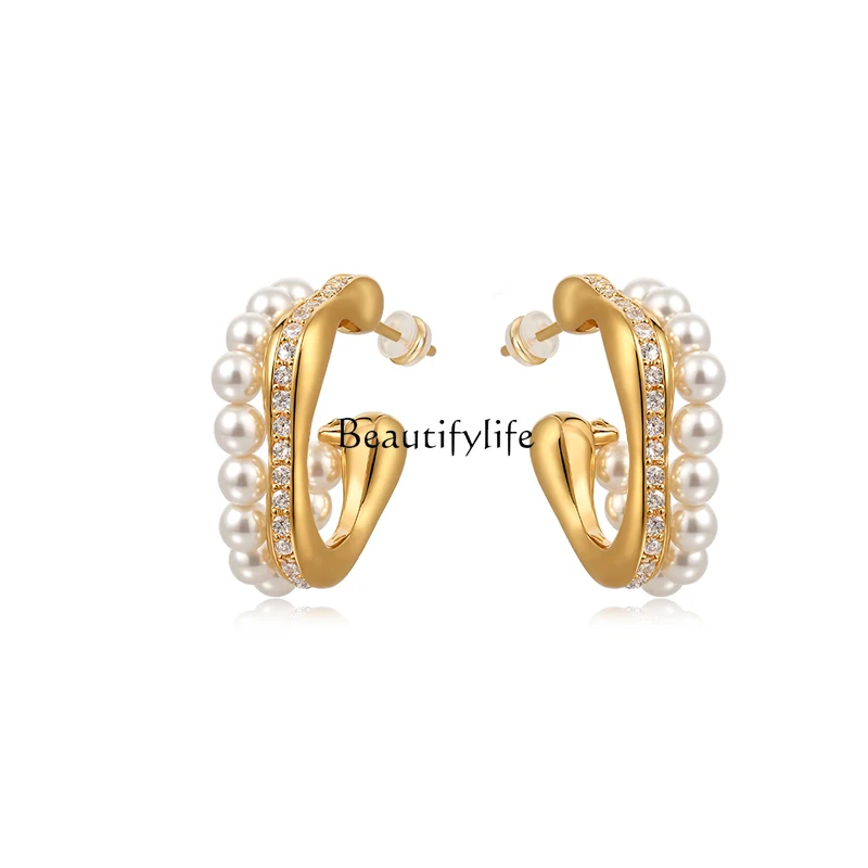 French unique beautiful pearl metal silver earrings high-end light luxury temperament earrings
French unique beautiful pearl metal silver earrings high-end light luxury temperament earrings
