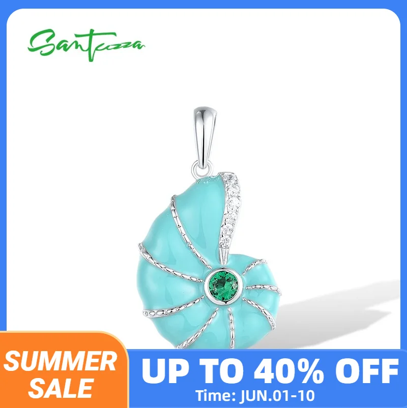 SANTUZZA Pure 925 Sterling Silver Pendant for Women Sparkling Green Spinel Enamel Cute Sea Snail Trendy Party Gift Fine Jewelry
SANTUZZA Pure 925 Sterling Silver Pendant for Women Sparkling Green Spinel Enamel Cute Sea Snail Trendy Party Gift Fine Jewelry