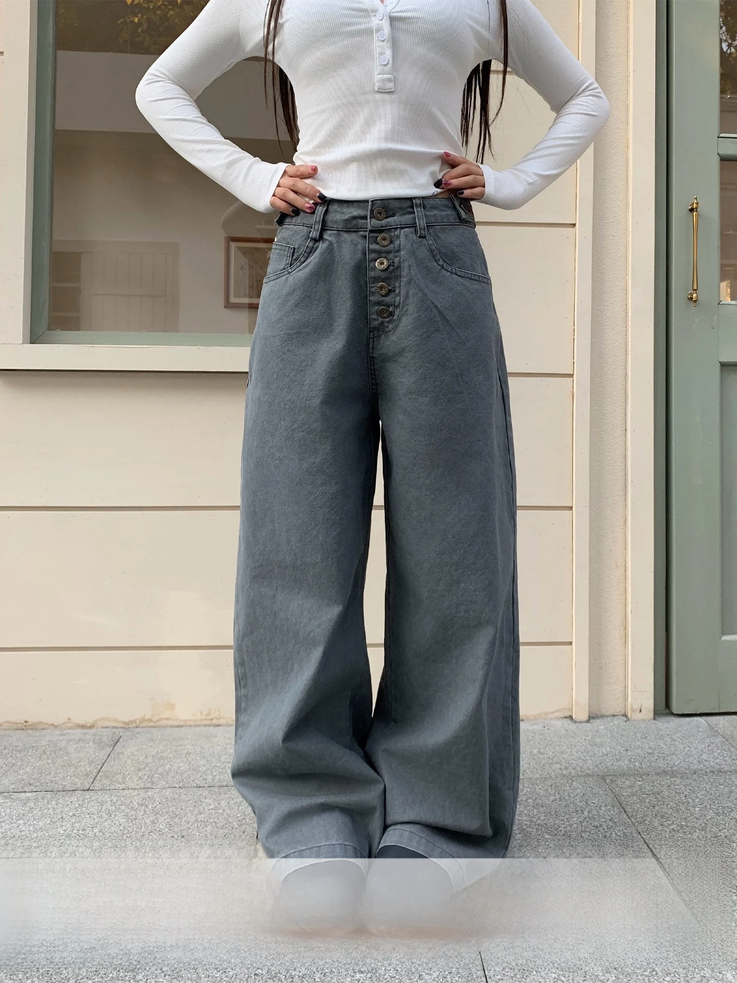 American Style Loose Casual Pants Women's Spring Design Sense Drapey Wide Leg Pants Button Decorative Natural Waist Cotton
American Style Loose Casual Pants Women's Spring Design Sense Drapey Wide Leg Pants Button Decorative Natural Waist Cotton
