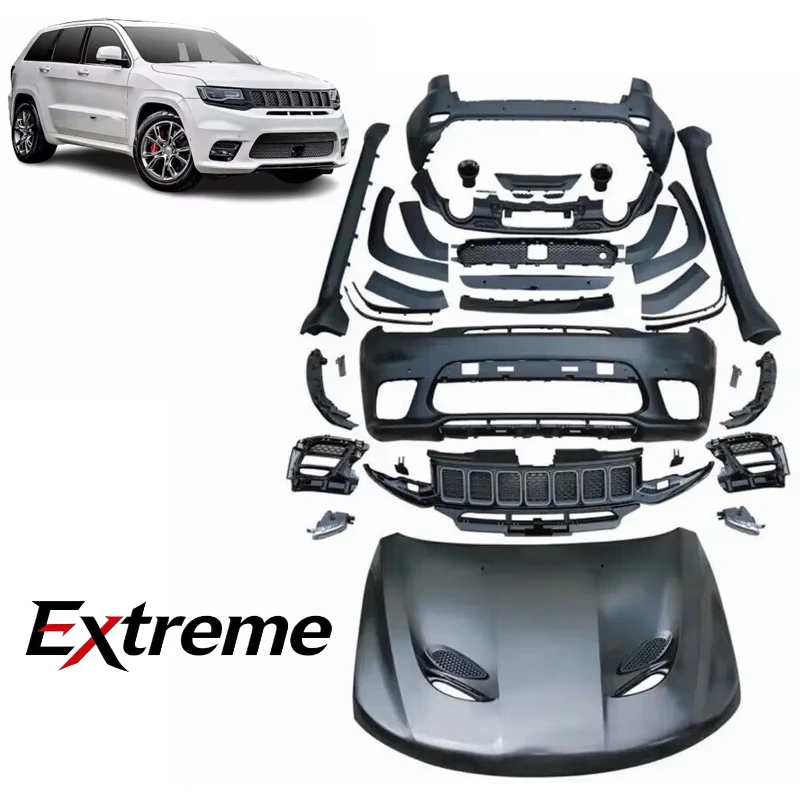 New Style Upgrade Body Kit Auto Parts Front Rear Complete Bumper Kit with Hood for Grand Cherokee SRT8 2017-2020
New Style Upgrade Body Kit Auto Parts Front Rear Complete Bumper Kit with Hood for Grand Cherokee SRT8 2017-2020