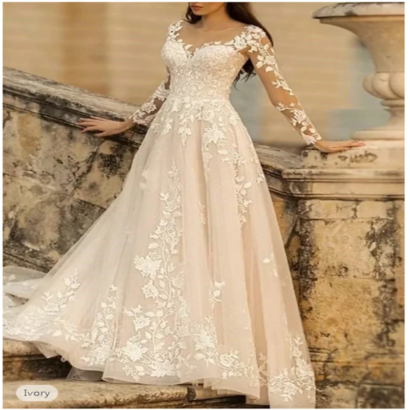 Beach Wedding Beach Formal Wedding Dresses A-Line V Neck Long Sleeve Sweep / Brush Train Lace Bridal Gowns With Flower Dress
Beach Wedding Beach Formal Wedding Dresses A-Line V Neck Long Sleeve Sweep / Brush Train Lace Bridal Gowns With Flower Dress