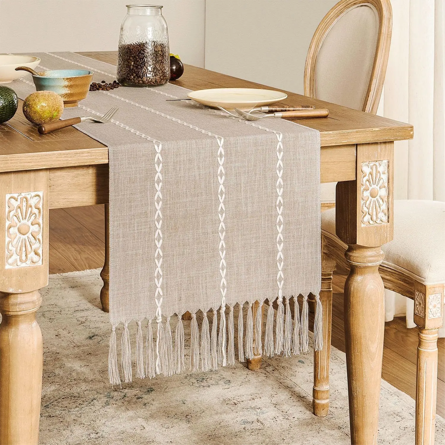Farmhouse Table Runner Tassel Soft Washable Braided Striped Fringe Coffee Dining Room Bedroom Wedding Rustic Bride Shower Decor
Farmhouse Table Runner Tassel Soft Washable Braided Striped Fringe Coffee Dining Room Bedroom Wedding Rustic Bride Shower Decor