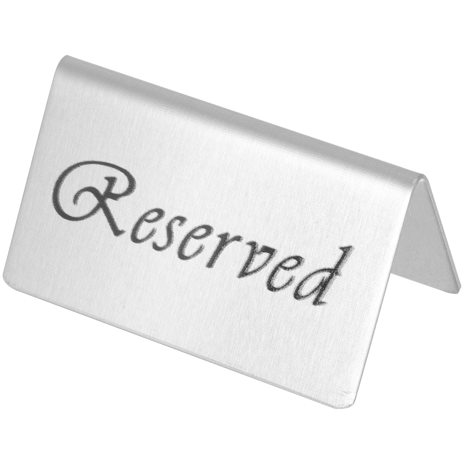 Stainless Steel Reserved Table Signs Double Sided Tent Shaped Restaurant Conference Event Seating Sign
Stainless Steel Reserved Table Signs Double Sided Tent Shaped Restaurant Conference Event Seating Sign