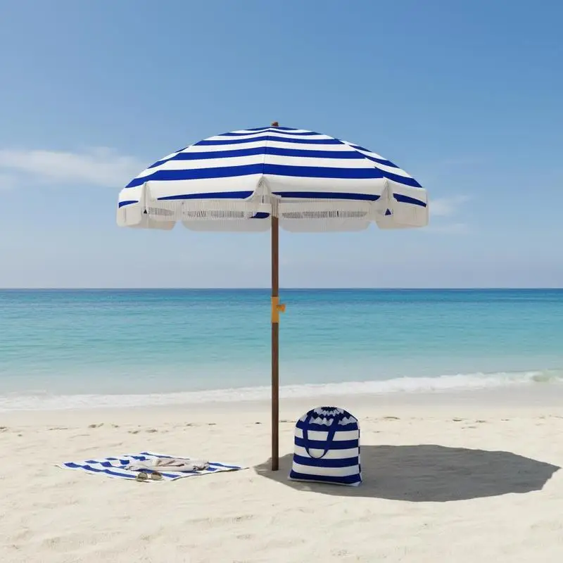 6.2' Beach Umbrella for Travel, Vent, Ruffles, Carry Bag, Portable Outdoor Umbrella for Garden, Blue Stripe
6.2' Beach Umbrella for Travel, Vent, Ruffles, Carry Bag, Portable Outdoor Umbrella for Garden, Blue Stripe