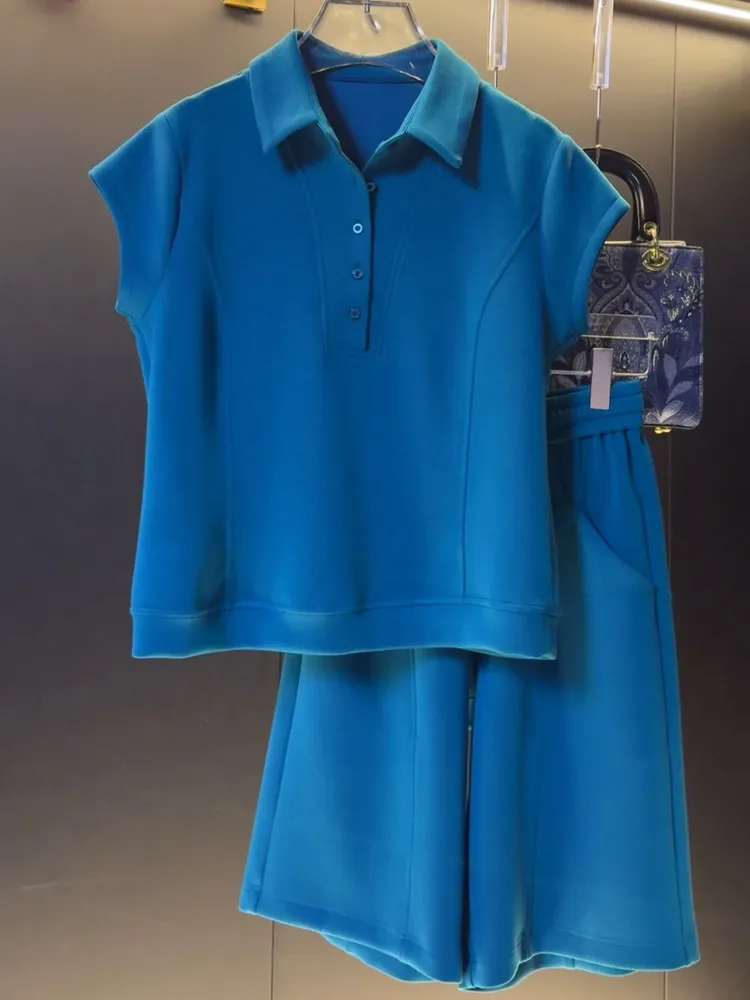 Blue Casual Sports Shorts Set Women Summer 2026 New Fashion Simple Shirt Wide Leg Pants Two Piece Set Breathable Polyest...
Blue Casual Sports Shorts Set Women Summer 2026 New Fashion Simple Shirt Wide Leg Pants Two Piece Set Breathable Polyest...