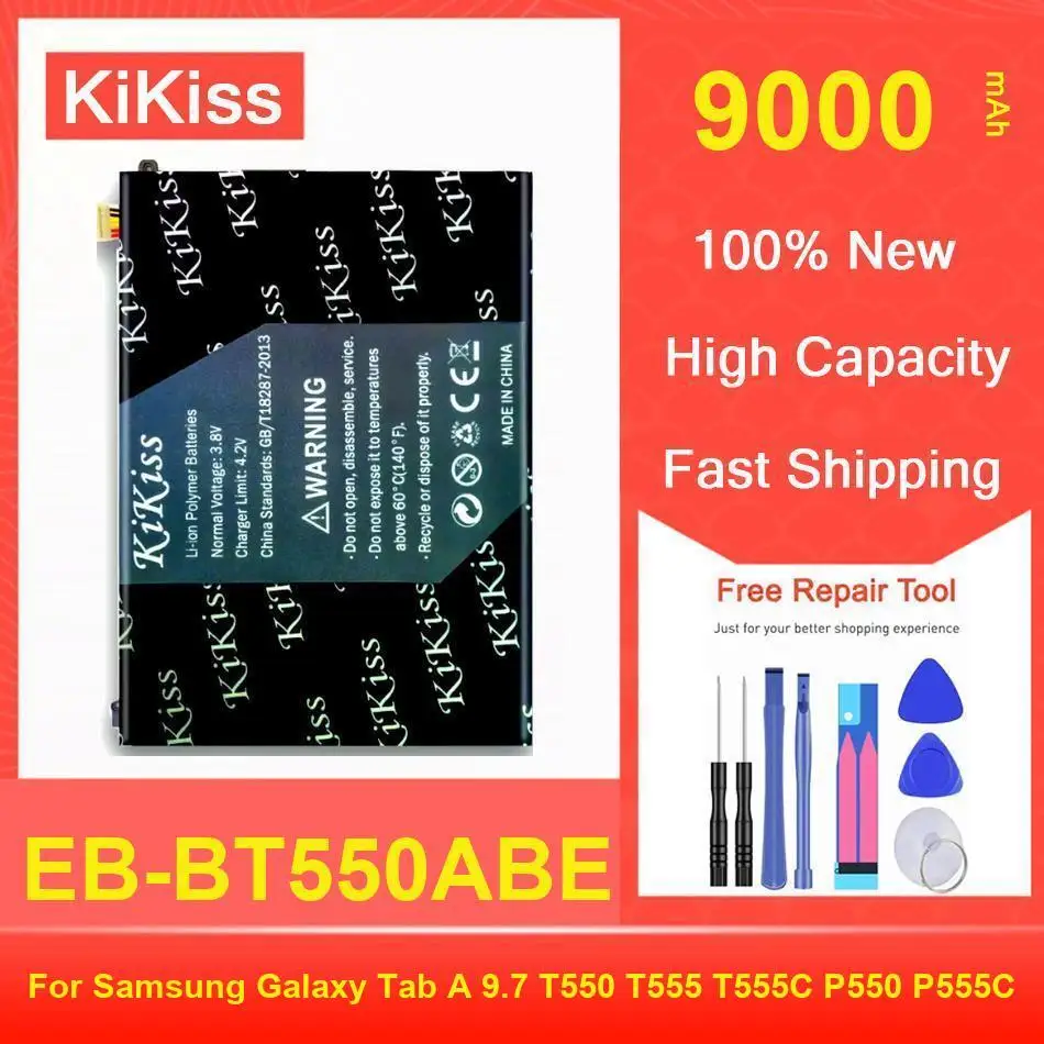 Kikiss Battery 9000Mah EB-BT550ABE For Samsung Galaxy Tab A 9.7 T550 T555 T555C P550 P555C
Kikiss Battery 9000Mah EB-BT550ABE For Samsung Galaxy Tab A 9.7 T550 T555 T555C P550 P555C