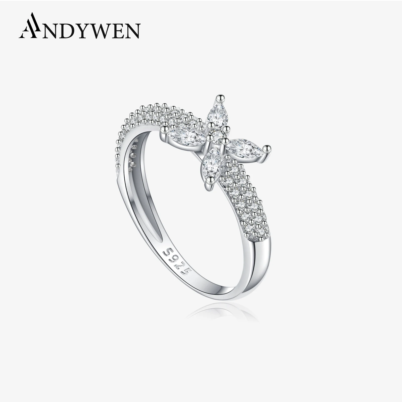 ANDYWEN 925 Sterling Silver Floral Zircon CZ Ring for Wedding/Engagement, Sparkling Flower Design Fine Jewelry Gift for Women
ANDYWEN 925 Sterling Silver Floral Zircon CZ Ring for Wedding/Engagement, Sparkling Flower Design Fine Jewelry Gift for Women