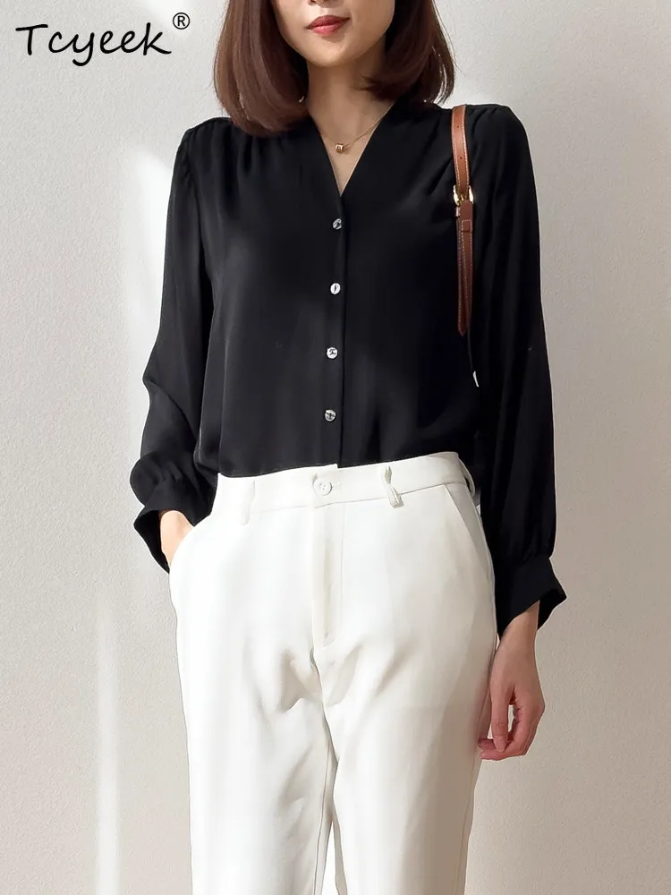 Tcyeek 100% натуральная шелковая рубашка из тутового шелкопряда для женщин, весенне-летняя коллекция 2026, элегантный женский топ, повседневные черные рубашки, Camisa Mujer
Tcyeek 100% натуральная шелковая рубашка из тутового шелкопряда для женщин, весенне-летняя коллекция 2026, элегантный женский топ, повседневные черные рубашки, Camisa Mujer