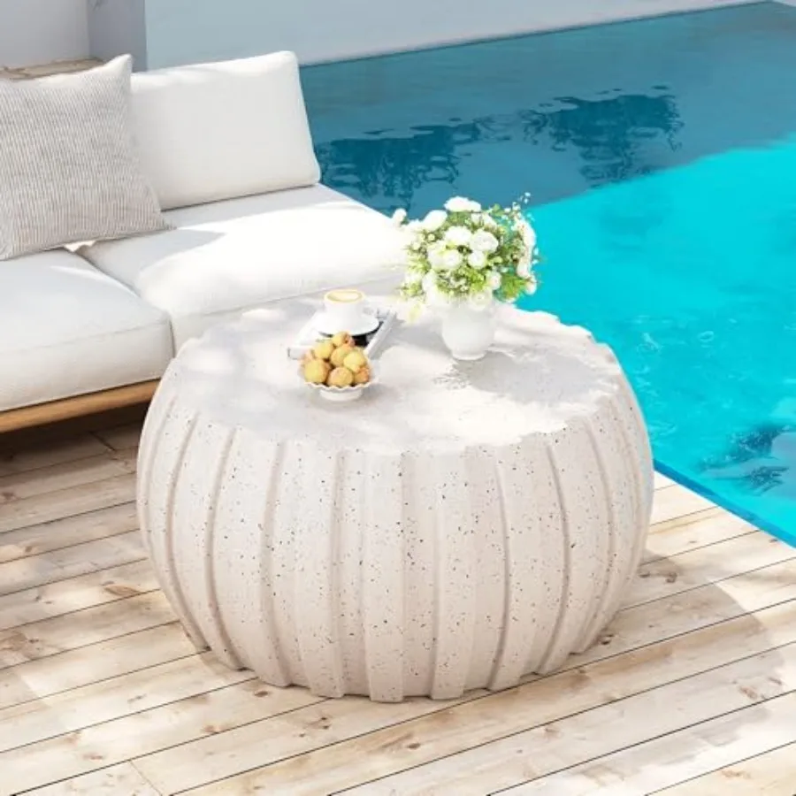 35.43" Round Modern Coffee Table, Lightweight MGO Cement Accent Table, Indoor Outdoor Drum-Shaped Side Table, Minimalist Sofa E
35.43" Round Modern Coffee Table, Lightweight MGO Cement Accent Table, Indoor Outdoor Drum-Shaped Side Table, Minimalist Sofa E