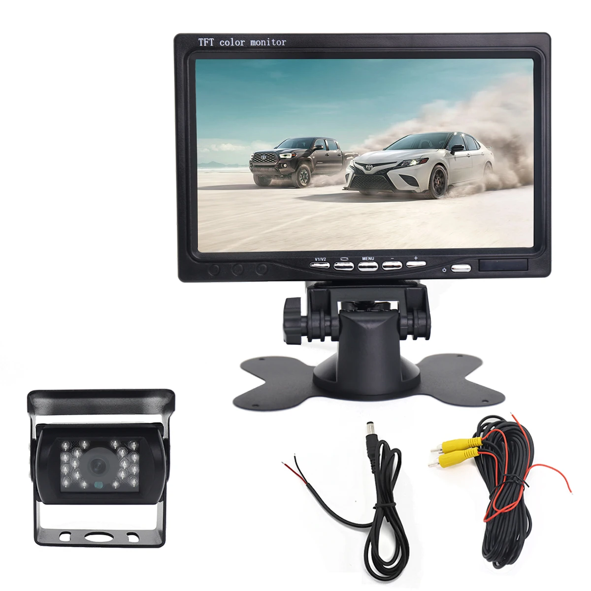 7-Inch TFT-LCD Car Monitor with 2 Video Input 1080P AHD Reverse Camera Radar Waterproof Parking Sensor Bus Model View