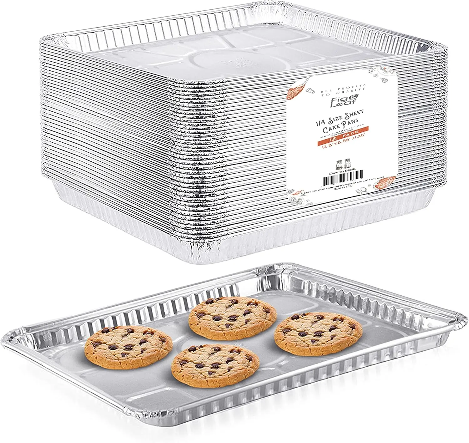 (200 Pack) 1/4 Size Cookie Sheet Baking Cake Pans l 12.8” x 8.9” Disposable Aluminum Foil Trays
(200 Pack) 1/4 Size Cookie Sheet Baking Cake Pans l 12.8” x 8.9” Disposable Aluminum Foil Trays