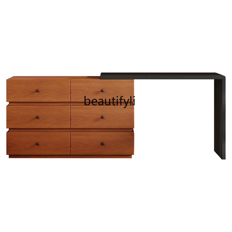 Dresser chest, integrated medieval bedroom, bedside storage cabinet, solid wood, retro makeup table
Dresser chest, integrated medieval bedroom, bedside storage cabinet, solid wood, retro makeup table