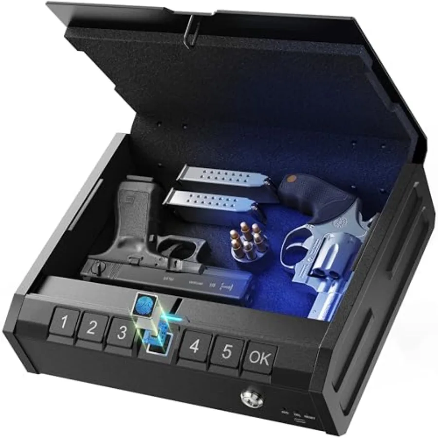 Iron PRO Biometric Fingerprint Gun Safe for Handgun, Swift Entry Gun Lock Box Featuring Interior and Emergency Power Supply, Pi
Iron PRO Biometric Fingerprint Gun Safe for Handgun, Swift Entry Gun Lock Box Featuring Interior and Emergency Power Supply, Pi