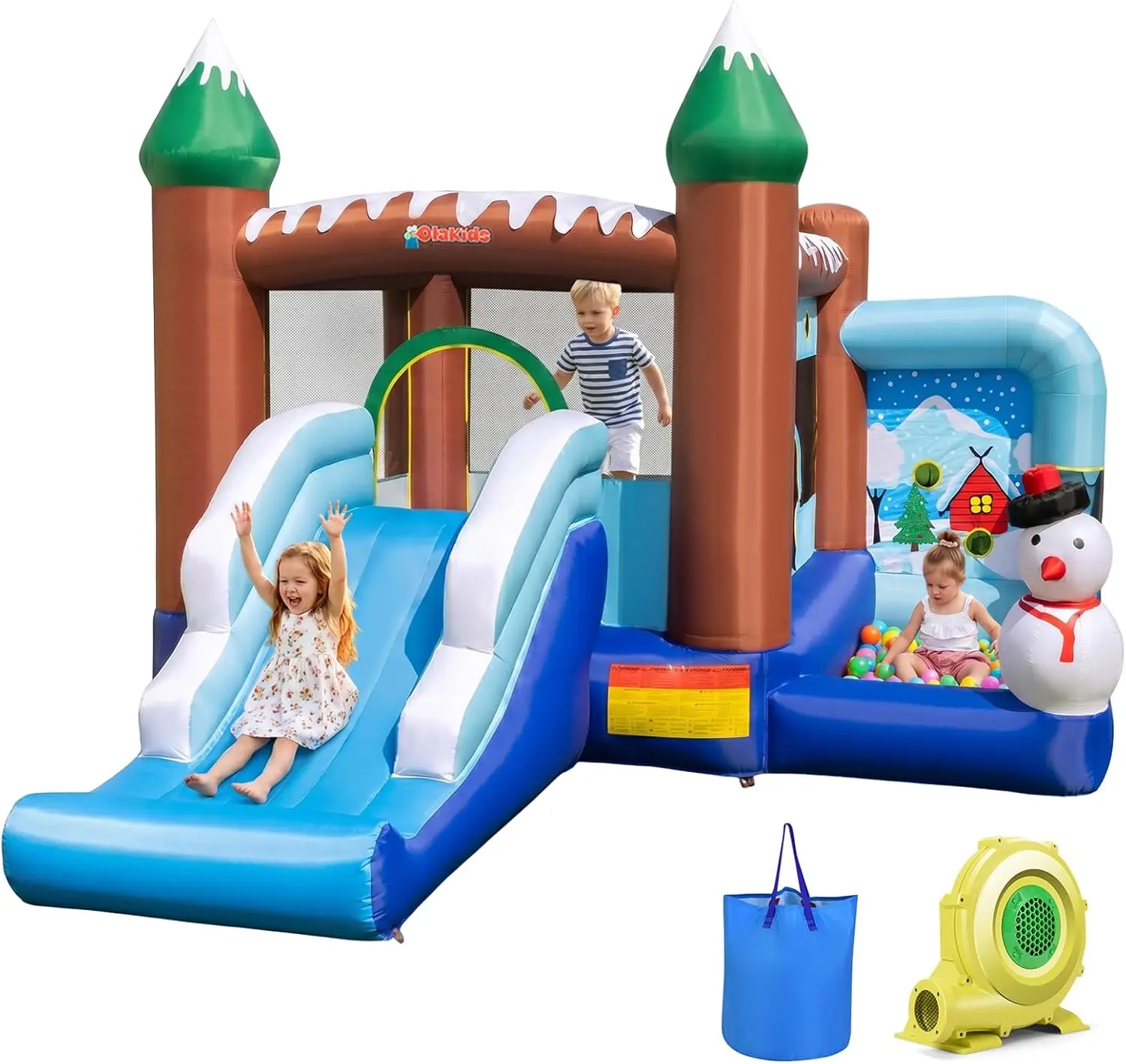 Christmas Snowman Inflatable Bounce House, Kids Jumping Castle with Slide, Ball Pit, and Basketball Rim, Indoor Outdoor Inflatable Obstacle Course, Includes 680W Blower and Carry Bag
Christmas Snowman Inflatable Bounce House, Kids Jumping Castle with Slide, Ball Pit, and Basketball Rim, Indoor Outdoor Inflatable Obstacle Course, Includes 680W Blower and Carry Bag