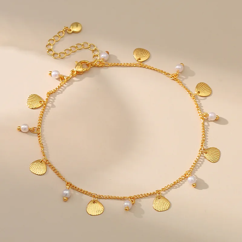 Creative Small Shell Pendant Anklet with White Beads 18K Gold Plating Fancy Women Anklets Summer Jewelry Gifts To Girls
Creative Small Shell Pendant Anklet with White Beads 18K Gold Plating Fancy Women Anklets Summer Jewelry Gifts To Girls