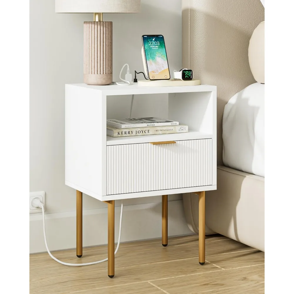 Nightstand with Charging Station,Small Bedside Table with Gold Frame,Morden Night Stand,End Table,Bedside Furniture
Nightstand with Charging Station,Small Bedside Table with Gold Frame,Morden Night Stand,End Table,Bedside Furniture