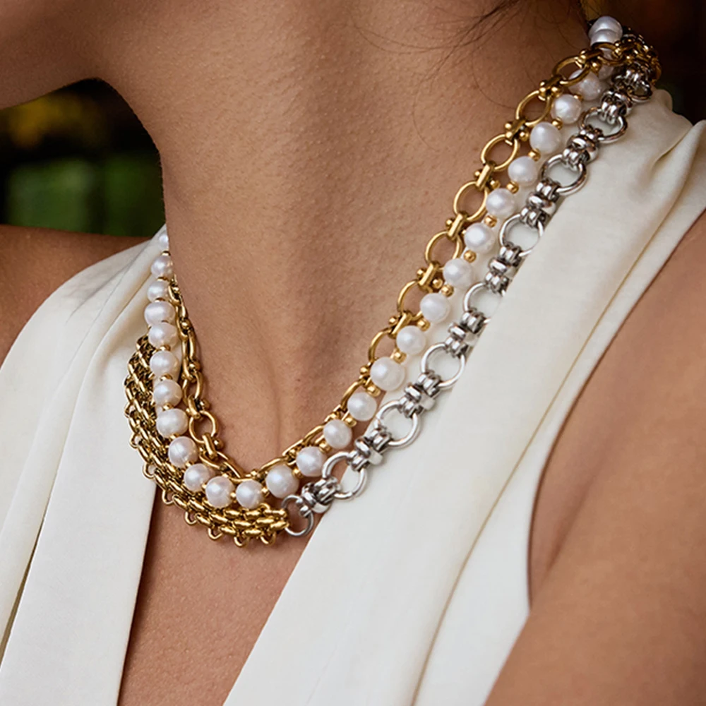 AIKOER Minimalist 18K Gold Color Plated Stainless Steel Two tone Handmade Chain Necklace Stackable Basic Link Necklace Women's J
AIKOER Minimalist 18K Gold Color Plated Stainless Steel Two tone Handmade Chain Necklace Stackable Basic Link Necklace Women's J