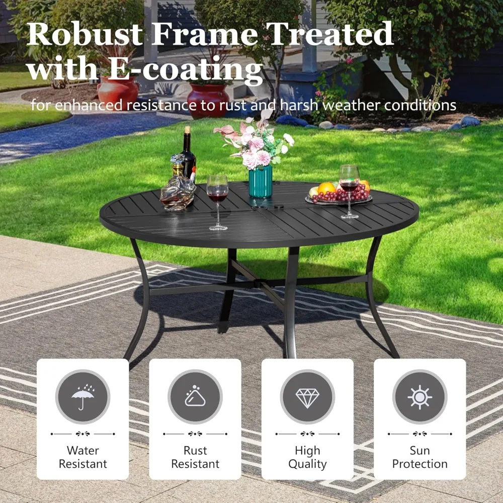 54" Outdoor Patio Round Dining Table with Umbrella Hole, Metal Steel Frame for Backyard Lawn Balcony, Customized
54" Outdoor Patio Round Dining Table with Umbrella Hole, Metal Steel Frame for Backyard Lawn Balcony, Customized