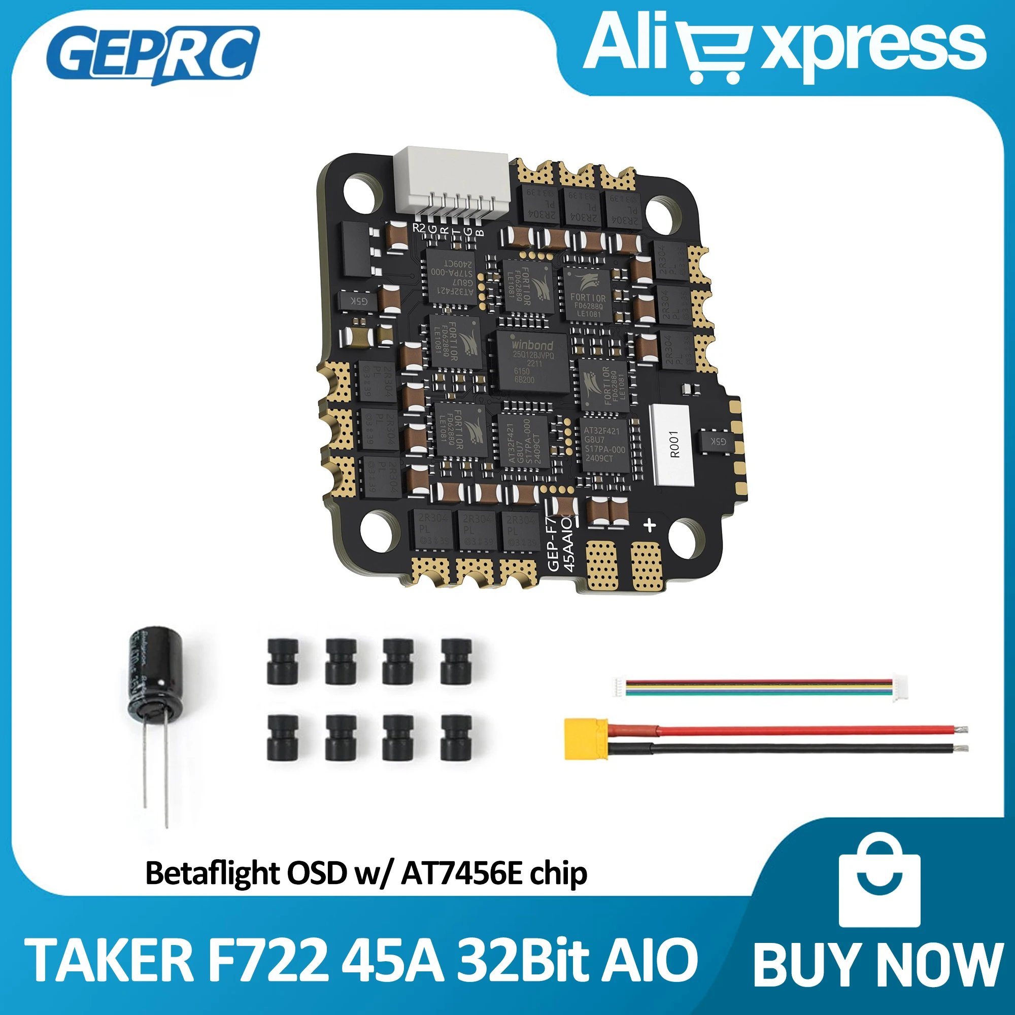 GEPRC TAKER F722 45A 32-битный AIO Flight Control STM32F722 2-6S 8 бит BLS ESC AT7456E чип 16 МБ черная коробка для DIY RC FPV квадрокоптера
GEPRC TAKER F722 45A 32-битный AIO Flight Control STM32F722 2-6S 8 бит BLS ESC AT7456E чип 16 МБ черная коробка для DIY RC FPV квадрокоптера