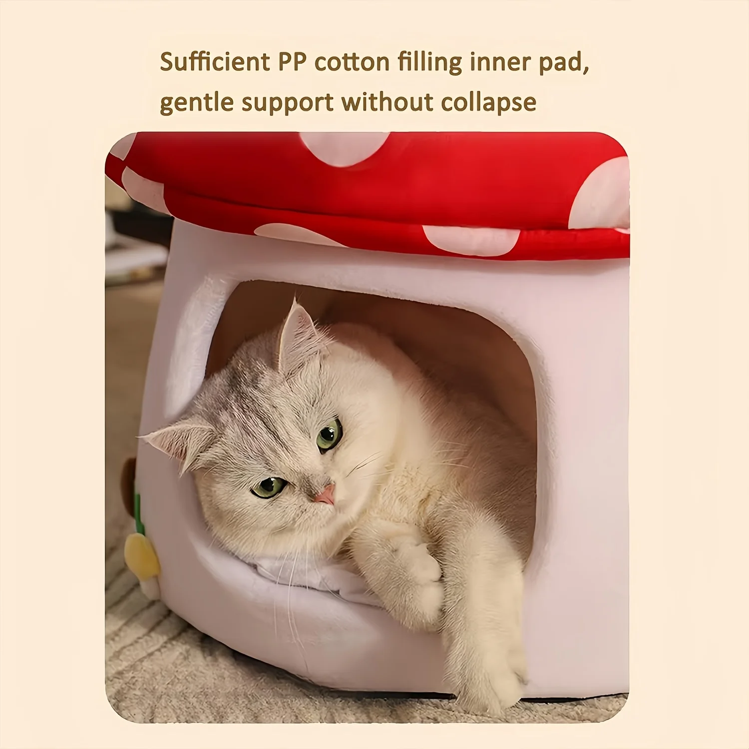Mushroom Cat Bed Suitable for Indoor Cats, Mushroom-Shaped Cat Cave Bed, Cat Tent with Removable and Washable Cushion Pillow, Cat House Bed Suitable for Cats and Small Dogs
Mushroom Cat Bed Suitable for Indoor Cats, Mushroom-Shaped Cat Cave Bed, Cat Tent with Removable and Washable Cushion Pillow, Cat House Bed Suitable for Cats and Small Dogs