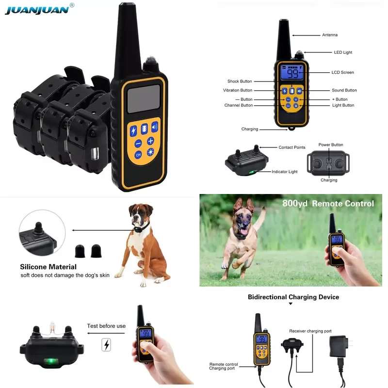 LCD Display Waterproof Rechargeable 800M Remote Control Pet Electric Dog Training Collar for All Size Bark-stop Collars
LCD Display Waterproof Rechargeable 800M Remote Control Pet Electric Dog Training Collar for All Size Bark-stop Collars