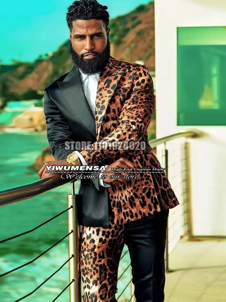 Man Chic Suits Men Double Breasted Jacket Pants 2 Pieces Sets Leopard Splicing Prom Blazers Customized Groom Wedding Tuxedos
Man Chic Suits Men Double Breasted Jacket Pants 2 Pieces Sets Leopard Splicing Prom Blazers Customized Groom Wedding Tuxedos