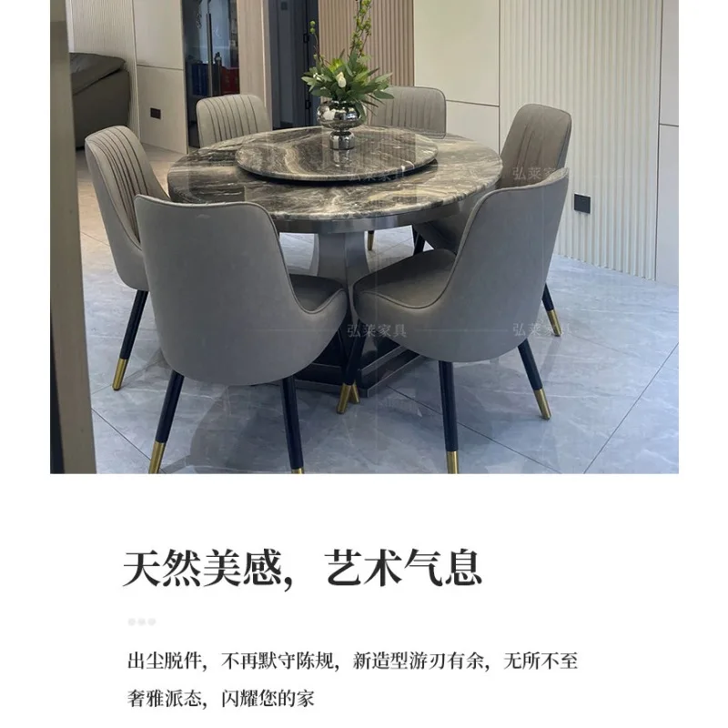 Marble dining table round with turntable high-end Italian modern simple imported natural luxury stone Venetian brown round table
Marble dining table round with turntable high-end Italian modern simple imported natural luxury stone Venetian brown round table