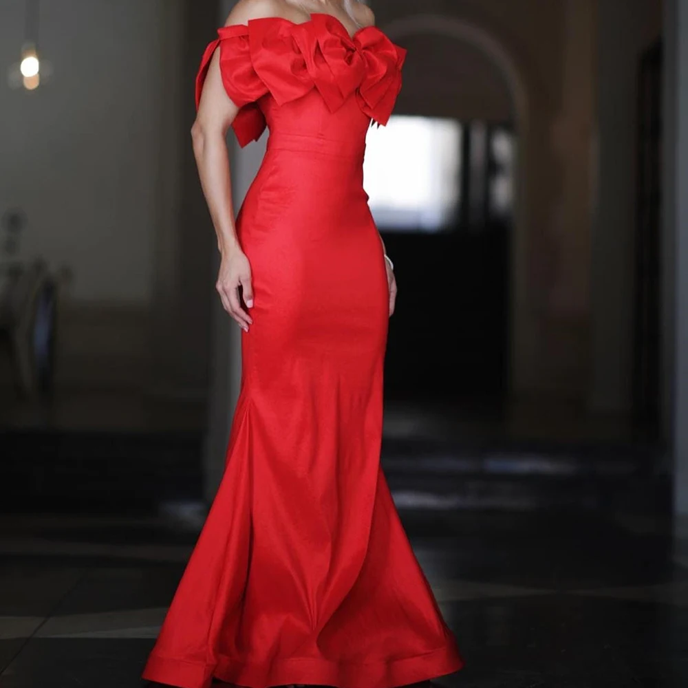 Customized Classic Off The Shoulder Satin Bow Evening Dress Graceful Mermaid Pleats Short Sleeves Photo Color Vestido
Customized Classic Off The Shoulder Satin Bow Evening Dress Graceful Mermaid Pleats Short Sleeves Photo Color Vestido