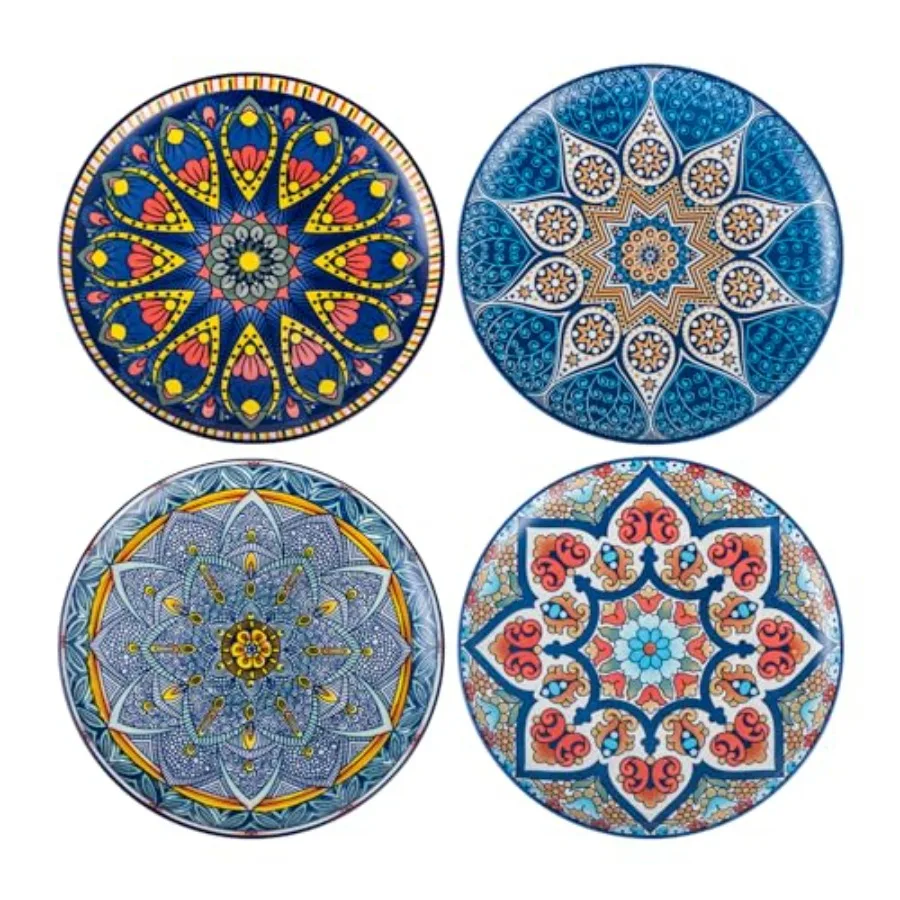 Ceramic Dinner Plates Colorful Large Salad Serving Dishes Microwave and Dishwasher Safe Set of 4 - Mandala Style
Ceramic Dinner Plates Colorful Large Salad Serving Dishes Microwave and Dishwasher Safe Set of 4 - Mandala Style