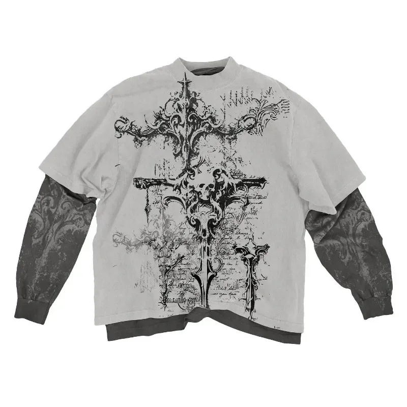 Affliction New American Retro Washed Men Long-sleeved Round Neck Fake Two piece Shirt Y2K Skull Print Trend Street Casual Shirt
Affliction New American Retro Washed Men Long-sleeved Round Neck Fake Two piece Shirt Y2K Skull Print Trend Street Casual Shirt
